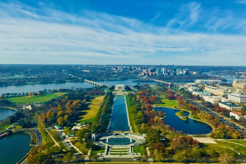 Drone view of Washington DC